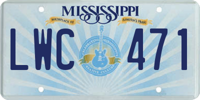 MS license plate LWC471
