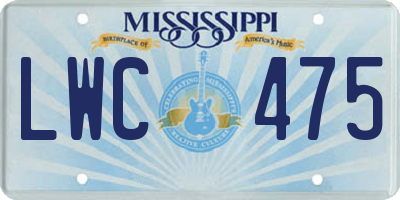 MS license plate LWC475
