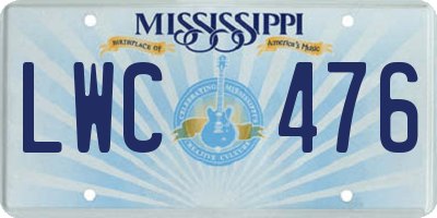 MS license plate LWC476