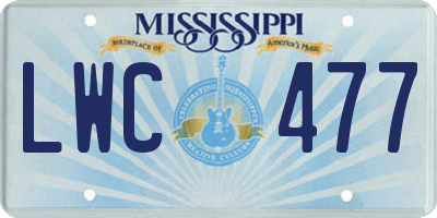MS license plate LWC477