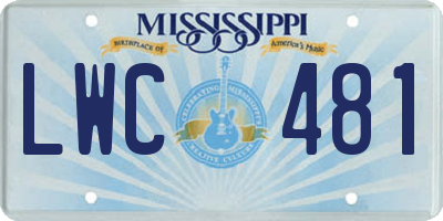 MS license plate LWC481