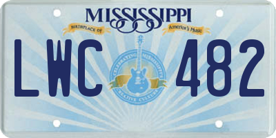 MS license plate LWC482
