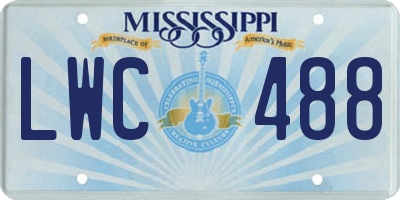 MS license plate LWC488