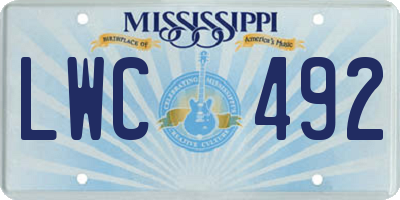 MS license plate LWC492