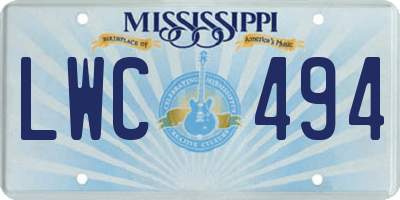 MS license plate LWC494