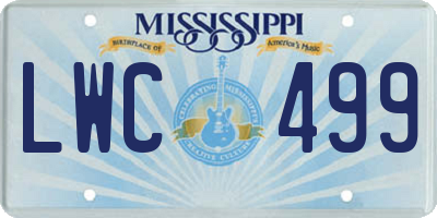 MS license plate LWC499