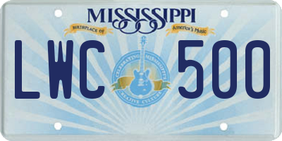 MS license plate LWC500