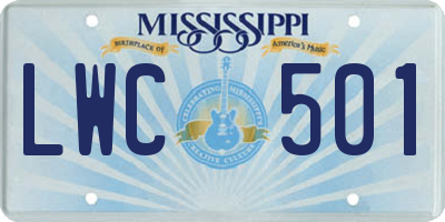 MS license plate LWC501