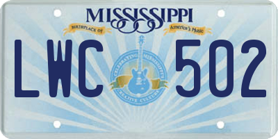 MS license plate LWC502