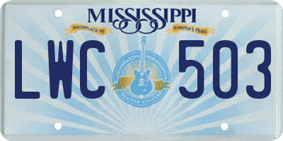 MS license plate LWC503