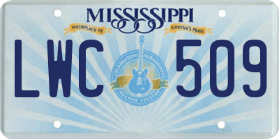 MS license plate LWC509