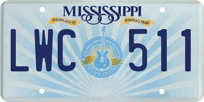 MS license plate LWC511