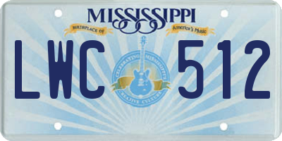 MS license plate LWC512