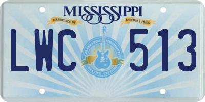 MS license plate LWC513