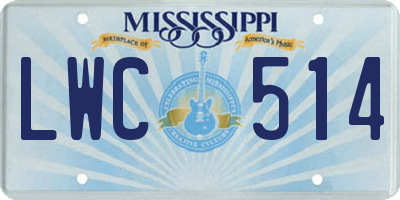 MS license plate LWC514