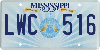 MS license plate LWC516