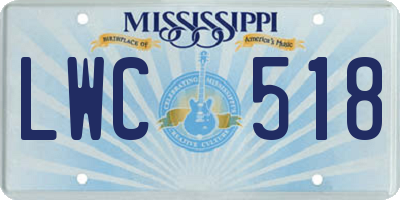 MS license plate LWC518