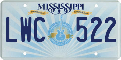 MS license plate LWC522