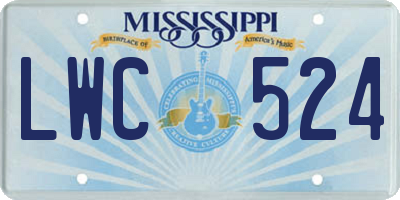 MS license plate LWC524