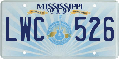 MS license plate LWC526