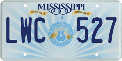 MS license plate LWC527