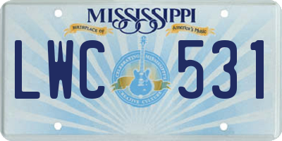 MS license plate LWC531