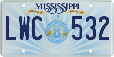 MS license plate LWC532