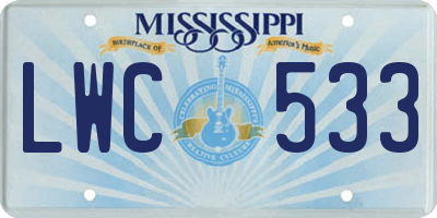 MS license plate LWC533