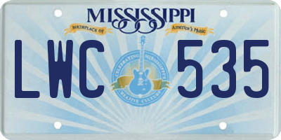 MS license plate LWC535