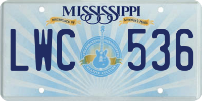 MS license plate LWC536