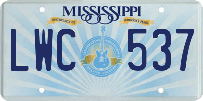 MS license plate LWC537