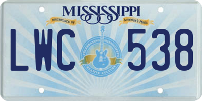 MS license plate LWC538