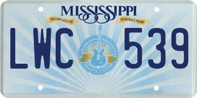 MS license plate LWC539