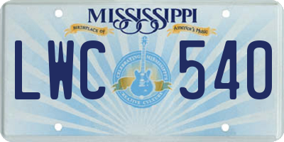 MS license plate LWC540