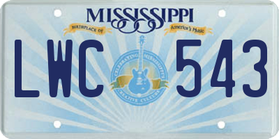 MS license plate LWC543