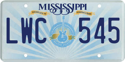 MS license plate LWC545