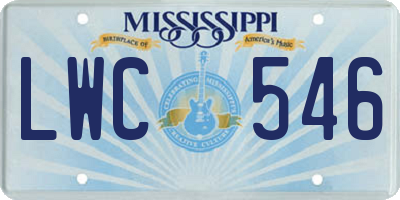 MS license plate LWC546