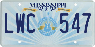 MS license plate LWC547