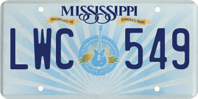 MS license plate LWC549