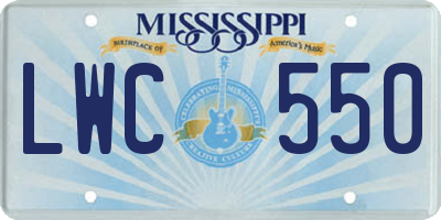 MS license plate LWC550