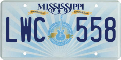 MS license plate LWC558