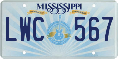 MS license plate LWC567