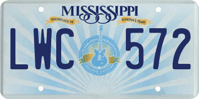 MS license plate LWC572