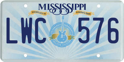 MS license plate LWC576