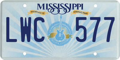 MS license plate LWC577