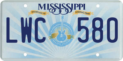 MS license plate LWC580