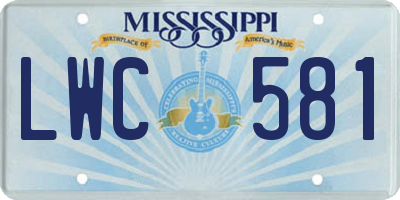 MS license plate LWC581