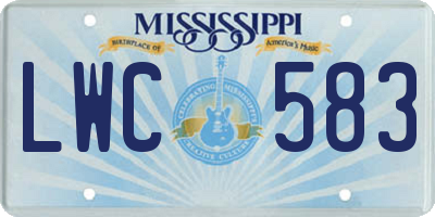 MS license plate LWC583
