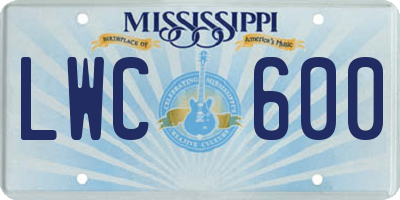 MS license plate LWC600