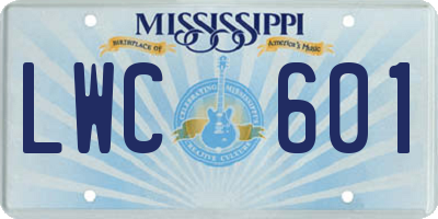 MS license plate LWC601
